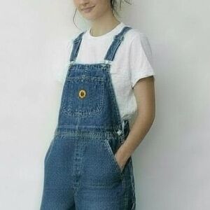Garden Gear VINTAGE Floral Embroidered Daisy Oversized Denim Overalls Sz. M| EUC